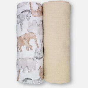 Carter's Swaddle Blankets Safari 2 Pack NEW Cotton Muslin